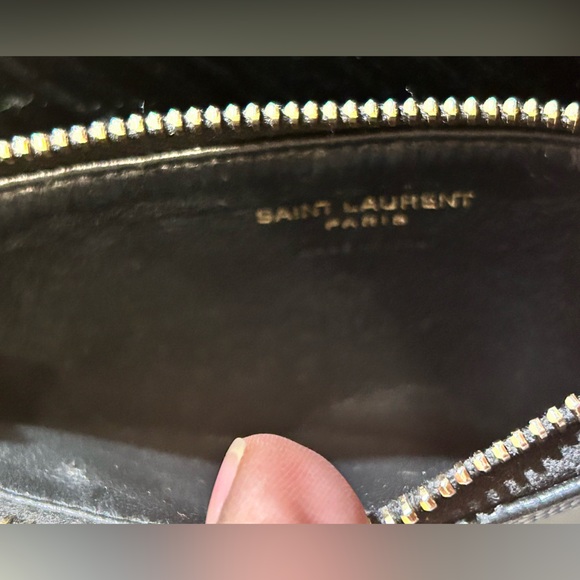Yves Saint Laurent Card Zip Leather Monogram Black Wallet Coin Case w Zipper - Picture 5 of 7
